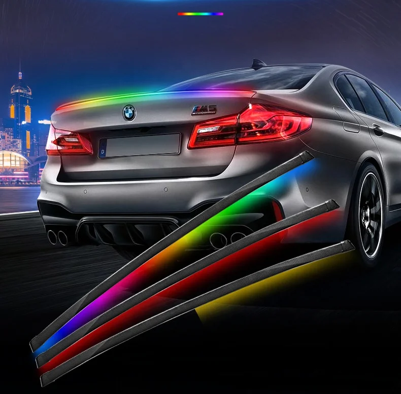 Carbon Fiber No-Drill Led Spoiler for Car Lip Spoiler Wings Universal Rear Tail Wing Car Exterior Parts Decoration