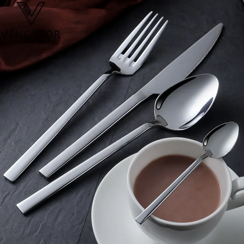 Custom Flatware Set Luxury Wedding Travel Silverware Mirror Polish Knife Fork Spoon Stainless Steel Cutlery Set