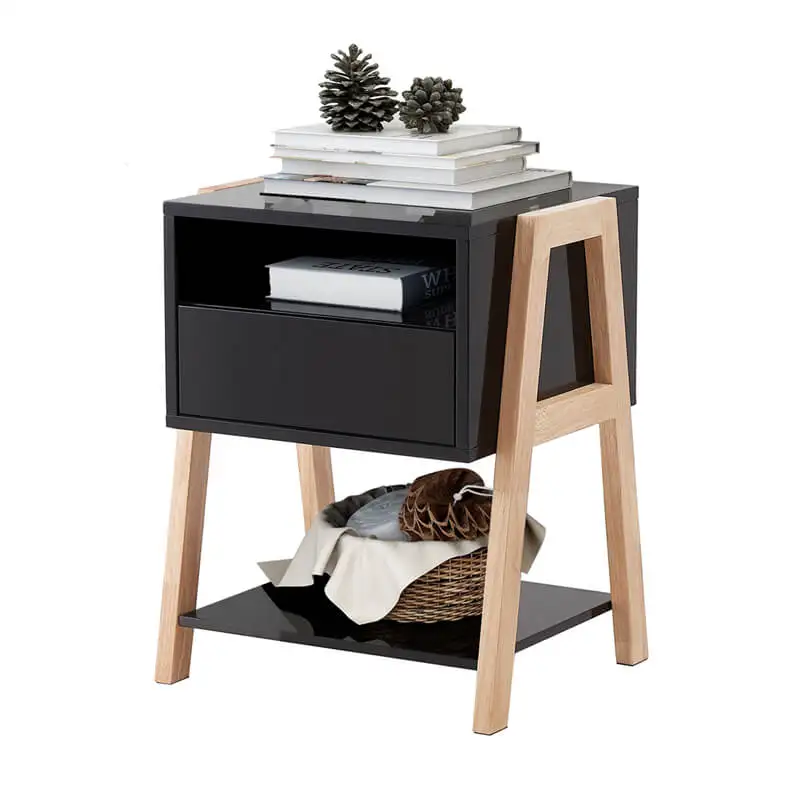 Chic design high glossy finish wooden nightstand organizer USA drop shipping available nightstand luxury fast delivery