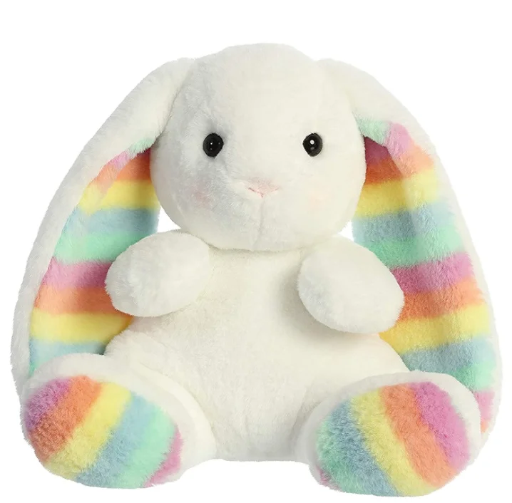 Rainbow rabbit stuffed toy cute long-eared rabbit child soothing doll sleeping pillow doll