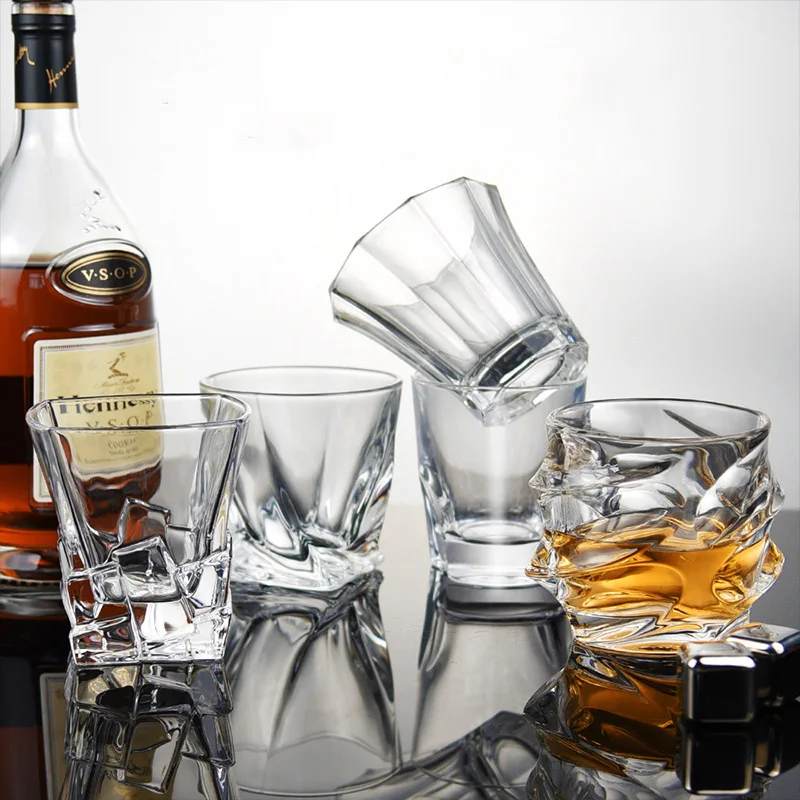 300ml Rocks Old Fashioned Glass Twisted Crystal Clear Lowball Bar Whiskey Tumblers for Bourbon Whisky Cocktail Liquor Vodka