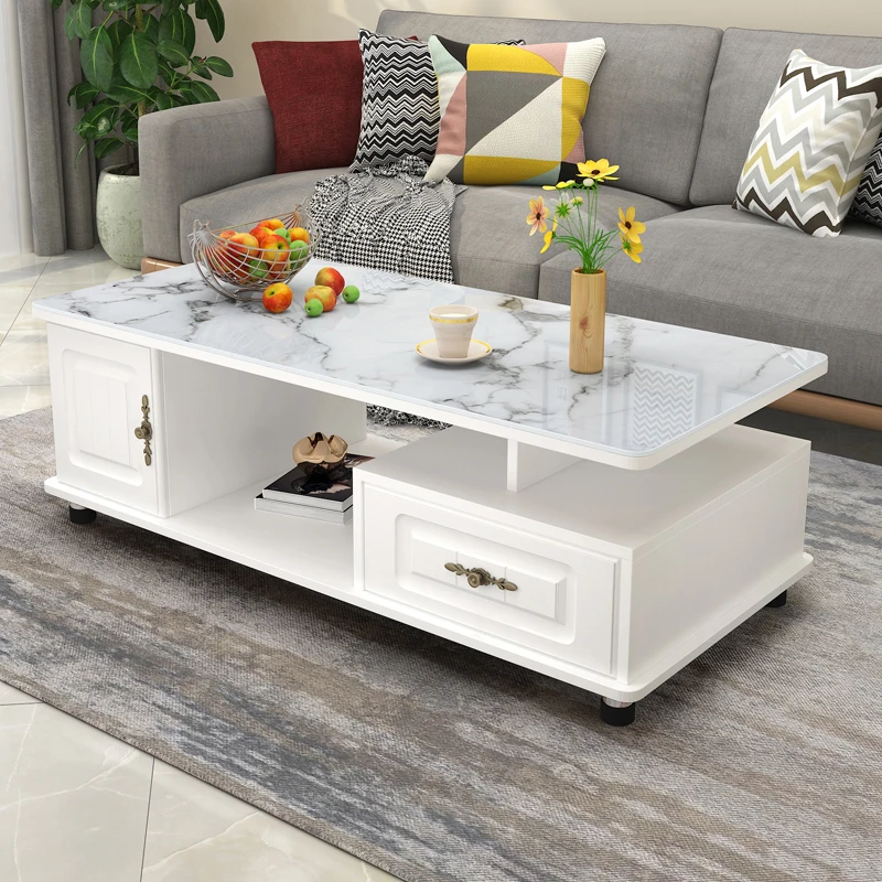 Скандинавский простой кофейный столик, ТВ-шкаф, комбинированный мраморный стол из закаленного стекла для гостиной