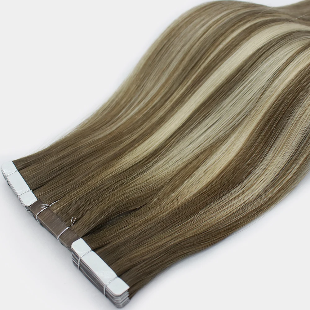 virgin hair Slavic Hair Double Drawn Invisible Slim Skin Pu Seamless Russian Tape In Human Hair Extension