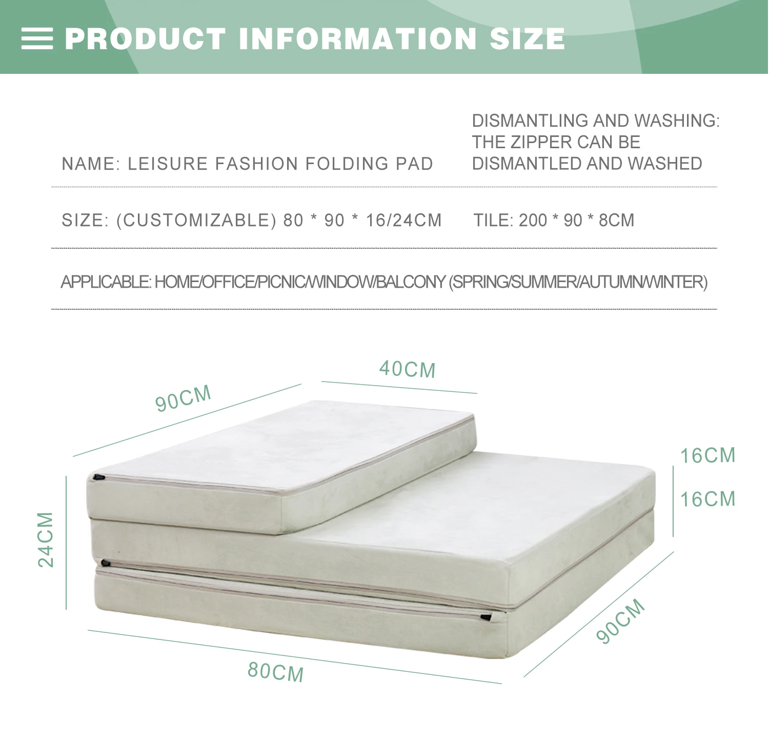 Saien high Quality Trifold bed breathable fabric mattress mat Portable folding foam single orthopedic foldable baby mattress