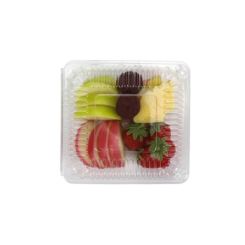 Biodegradable Disposable PLA Vegetable Fruit Clamshell Transparent Blister Food Packaging Box Supermarket Fresh Food Container