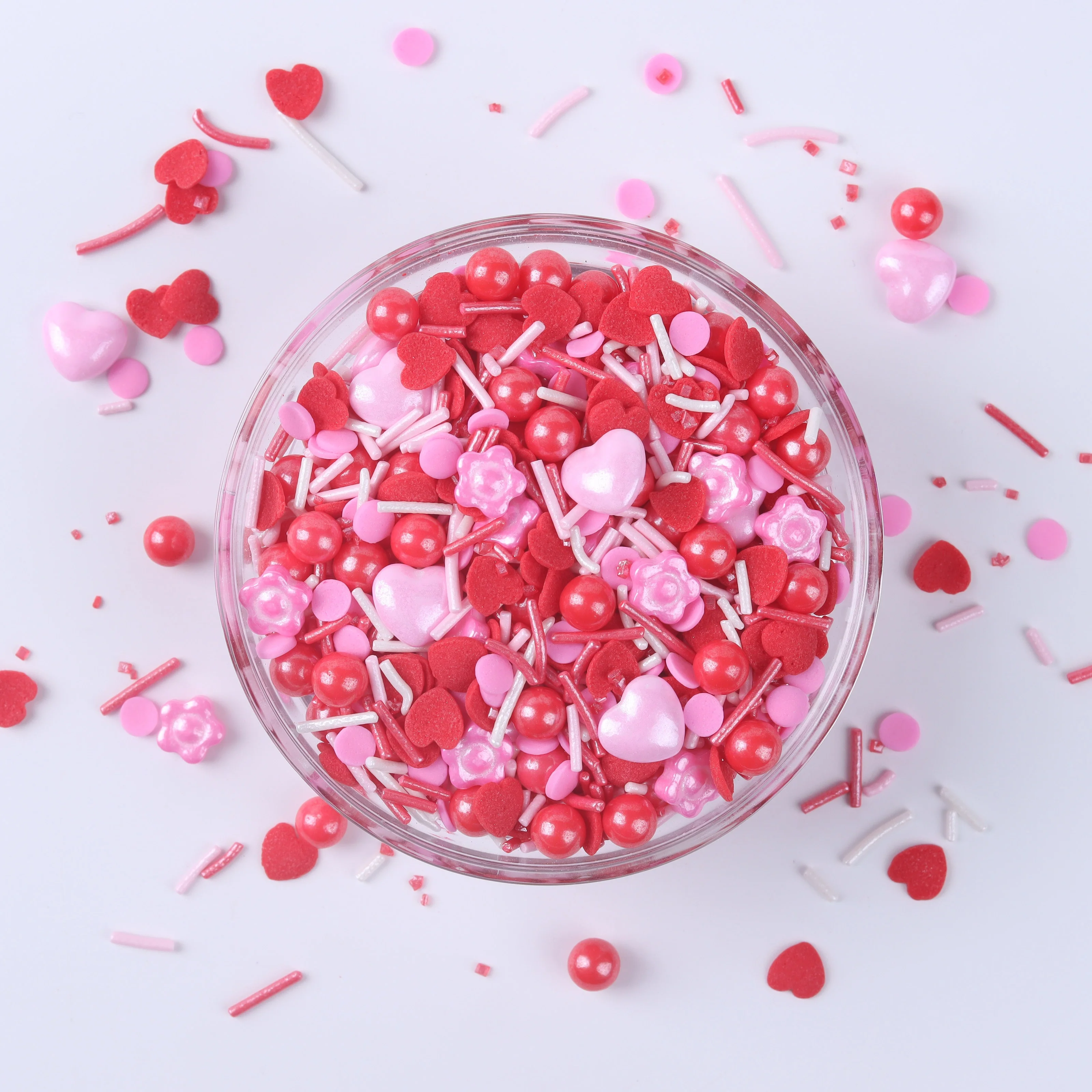 Lovebakery Valentine Cake Decoration Flower Sugar Sprinkles Cake Decoration Heart Shaped Edible Sprinkles to Pastry Decoration