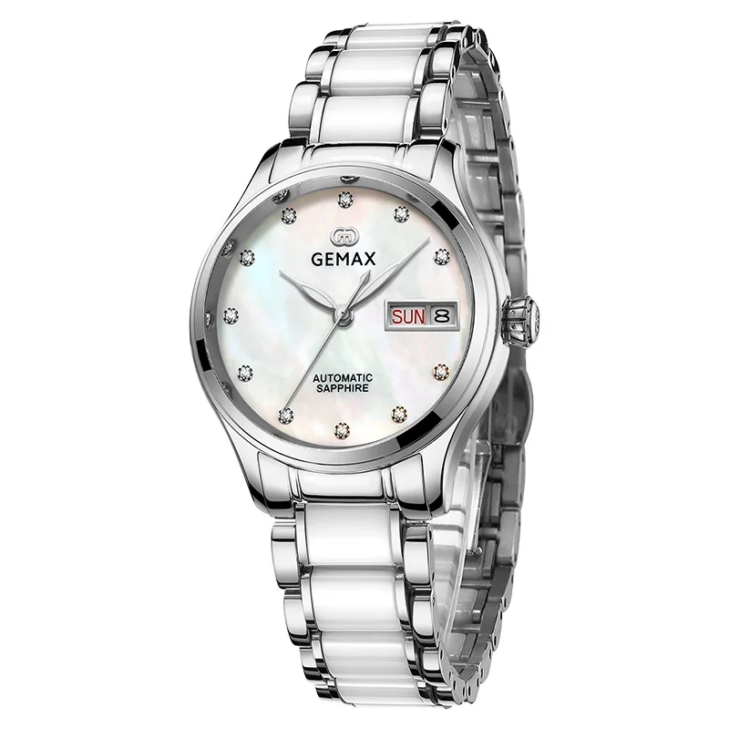 Newest classic lady ceramic automatic watch women mechanical diamond wristwatch