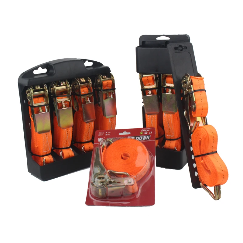 Heavy Duty Ratchet Tie Downs Custom Factory 1Inch Heavy Duty Lashing Belt Cargo Lashing Steel Ratchet Strap Tie Down With Hook