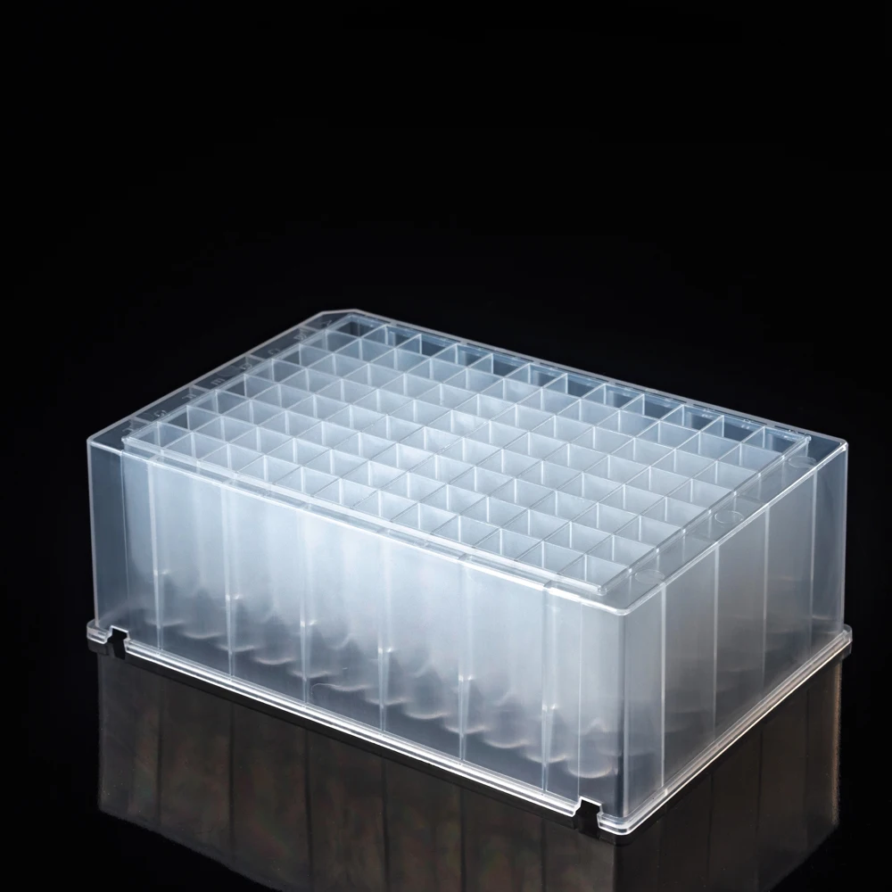 Medical laboratory DNA test instrument 2.2ml deep well 96 plate  V bottom with transparent PP virgin material