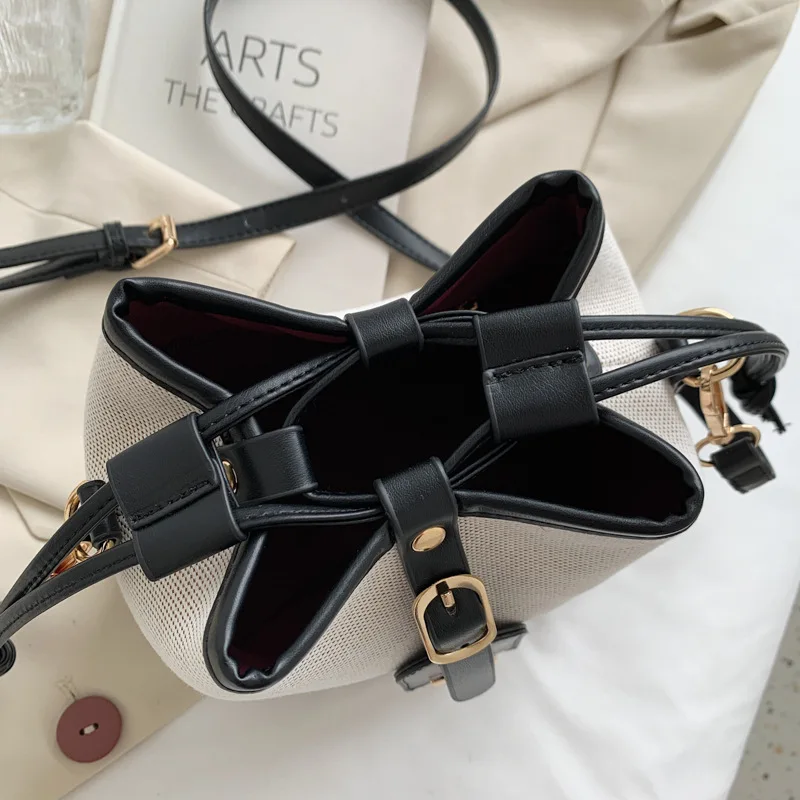 Designer Ladies Brand Fashion Luxury Shoulder Messenger Handbags Women All-match Drawstring Bucket Tote Bags Small Canvas Bag