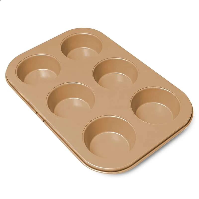 
Champagne Gold color Non Stick 6 Cup Cake baking trays cake pan bakeware 