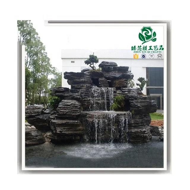 Zhen xin qi crafts  Landscaping Decoration for Garden artificial fiberglass garden rock water fountain