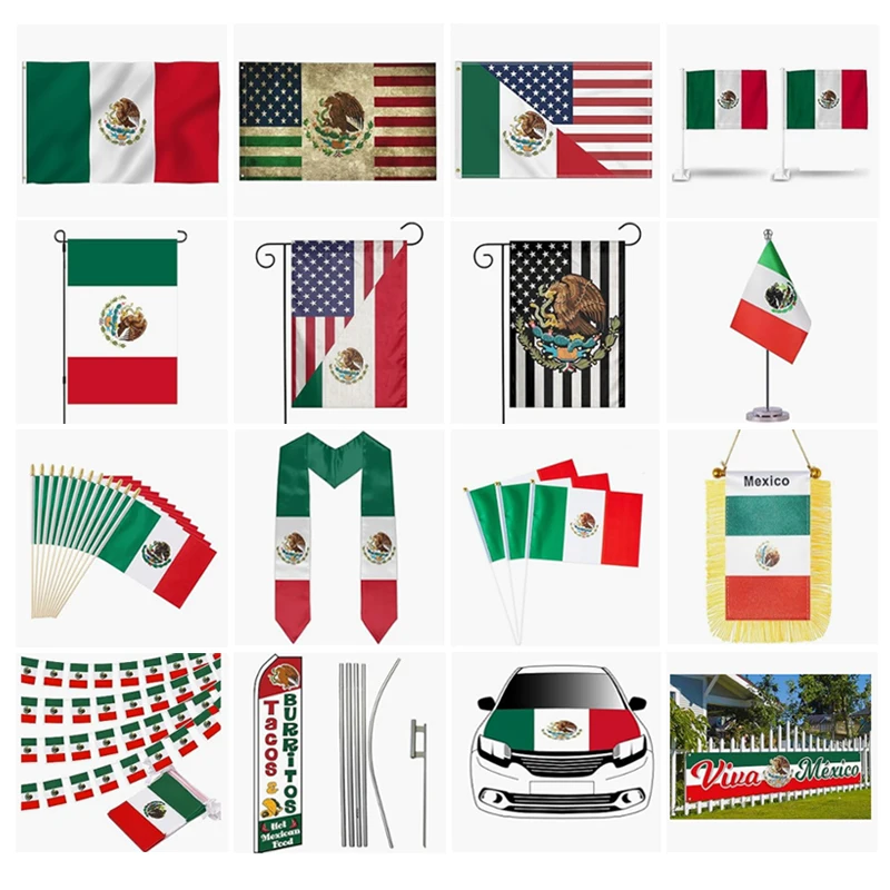 Promotional Product colombia bandera Wholesale High Quality Durable 3x5 ft 100%Polyester personalized custom Mexican flag