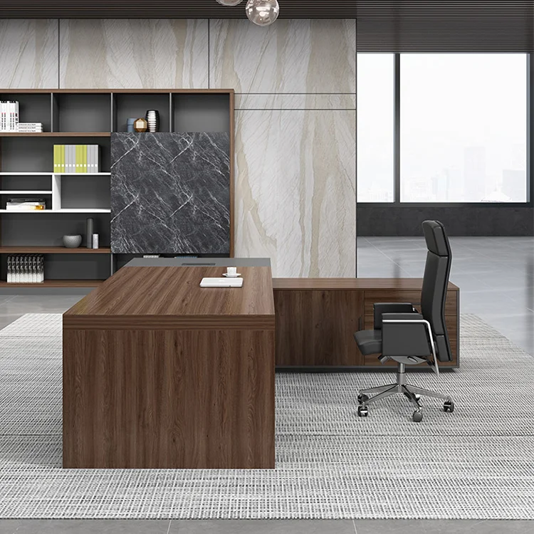 High end office furniture MFC Board executive boss office desk l shaped Factory Design Office Table