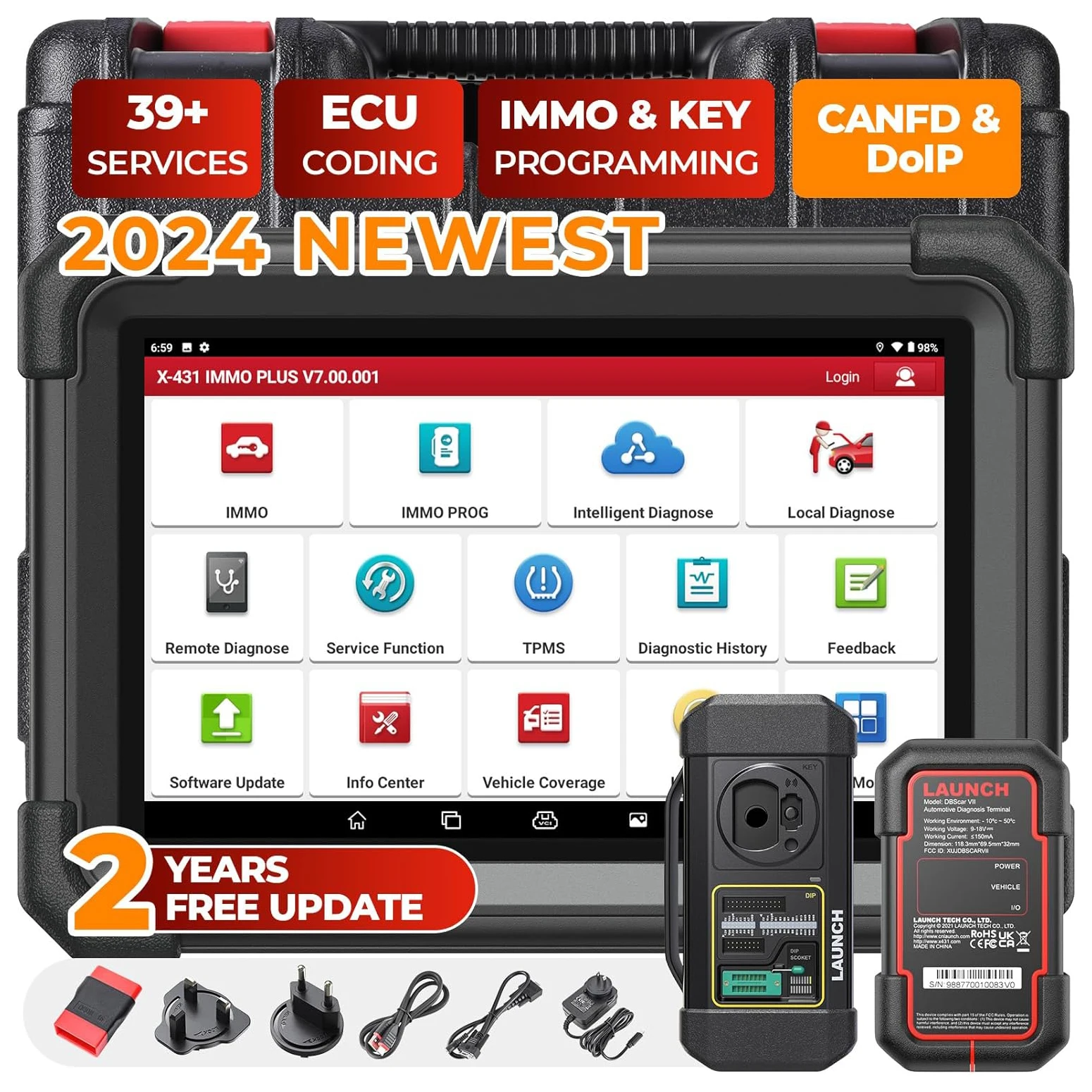 LAUNCH X431 IMMO PLUS Car Diagnostic Scanner X-PROG 3 Key Programming Tools All System CANFD DIOP OBD2 Code Reader EU UK Version