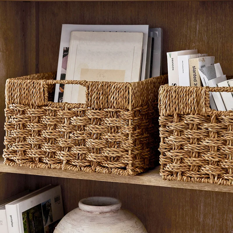 Natural seaweed woven potted rattan plant cover pot can be folded kitchen storage basket indoor and outdoor