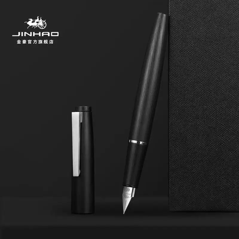Jinhao 80 углеродное волокно хромированная Золотая отделка перьевая ручка для студентов