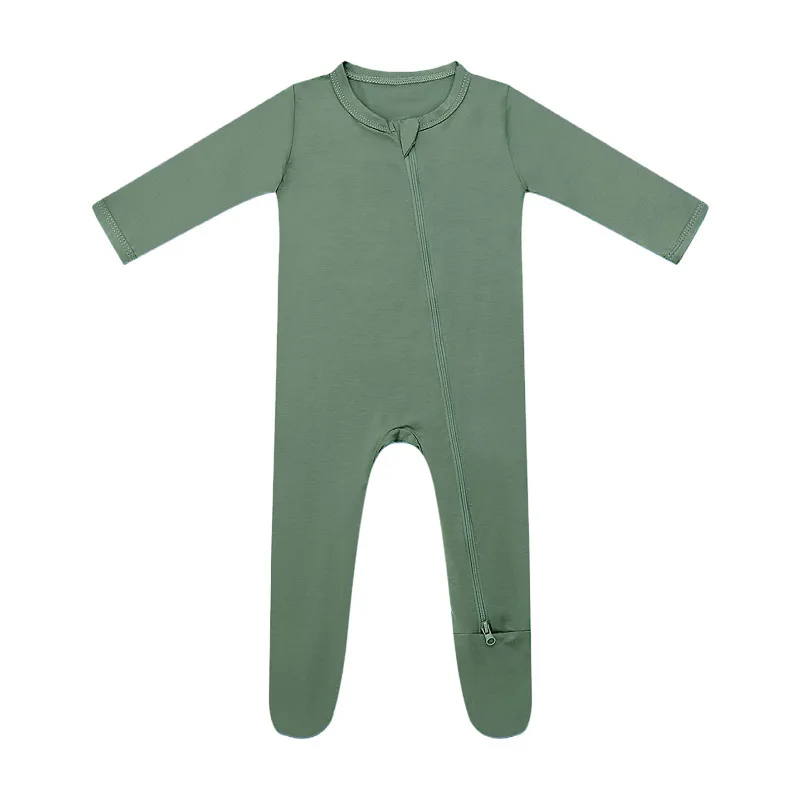 Hongbo OEM/ODM children romper custom print Zipper style warm 100% Bamboo fiber spandex knit infant onesie viscose baby cloth
