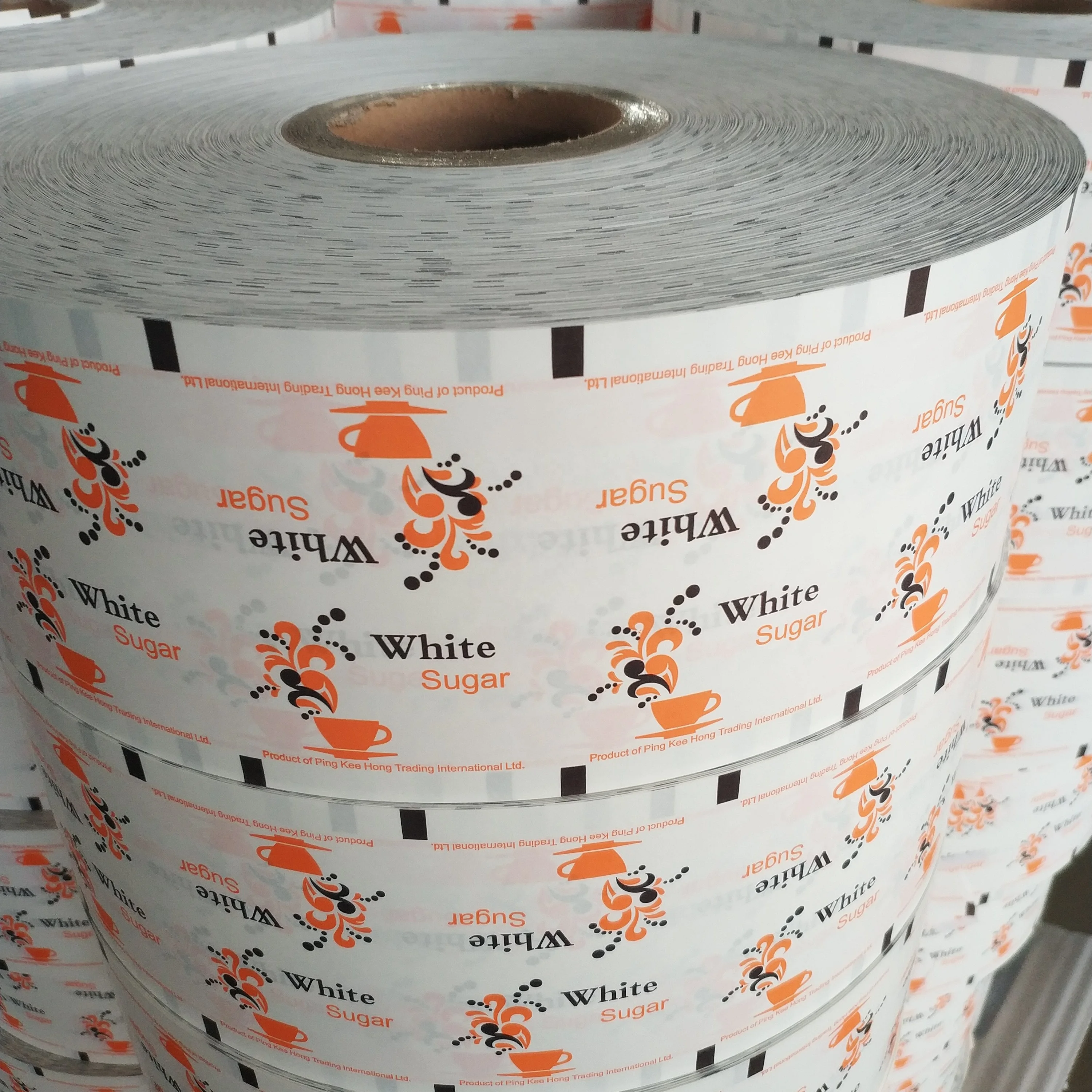 PE Coated Paper Custom Logo Printed Brown Sugar Sachet Salt Packaging Paper Roll