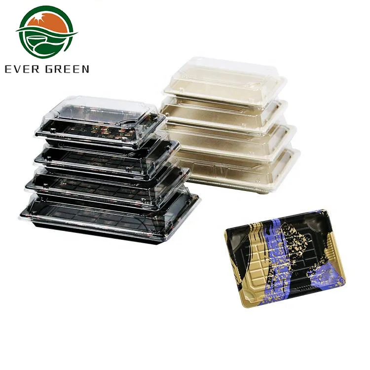 Free Sample Custom Disposable Take Away Plastic Serving Sushi Tray Food Plater