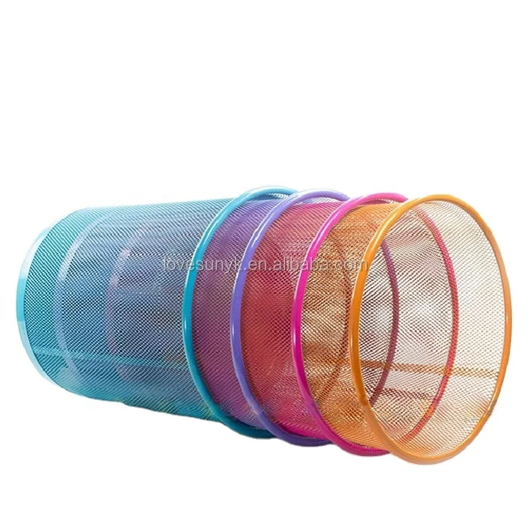 wholesale office supplies outdoor garden office bathroom kitchen metal mesh round Small Waste Paper Basket
