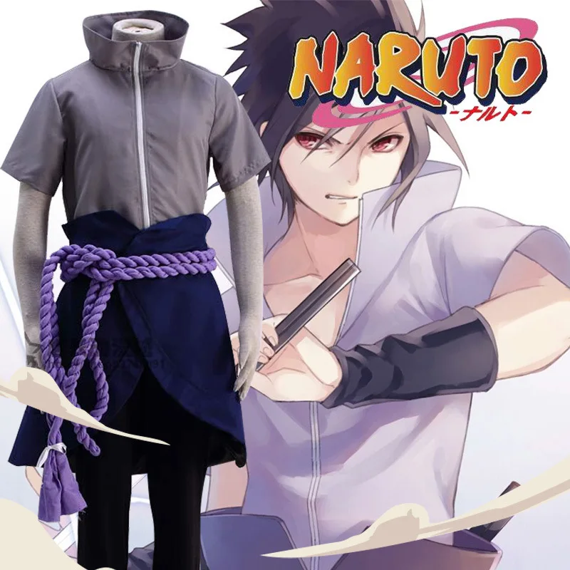 Костюм Narutos Uchiha Sasuke COS костюм Uchiha Sasuke Аниме Косплей Хэллоуин костюм для представлений аниме