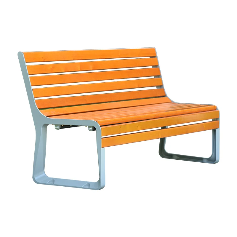 Plastic Wood Square Chair Legs Outdoor Cast Aluminum Rest Seat with Backrest Strip