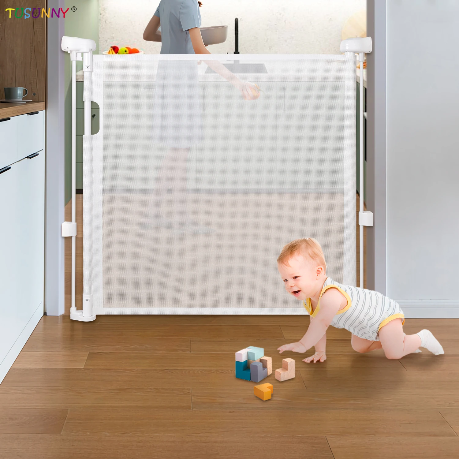 Adjustable Baby Safety Door Gate Pet Dog Cat Fence Stair Door