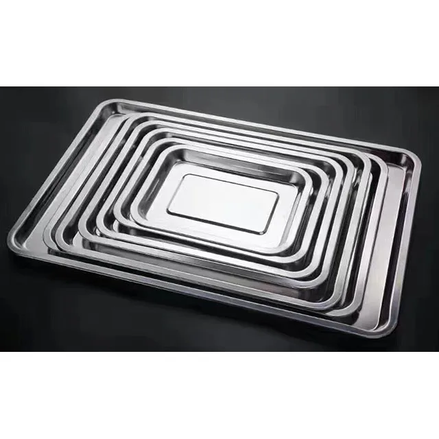 Stainless steel Quality serving tray/baking tray food serving tray/large size square shape plates