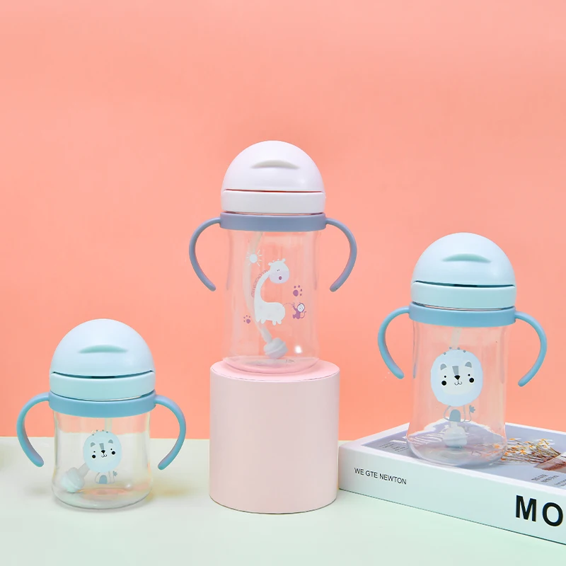 Top Selling Products 2024 Custom  400ML Plastic Bottles Sport Training Cartoon Baby Cups Cute Water Bottle For Kids With Straw