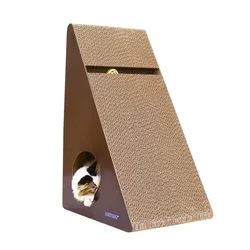 High quality corrugated cat scratcher house wall against cat toys