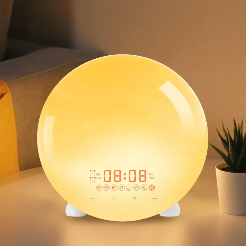 Wake-up lamp Sunrise Alarm Clock for Kids Adults Bedrooms with Wireless Speaker FM Radio