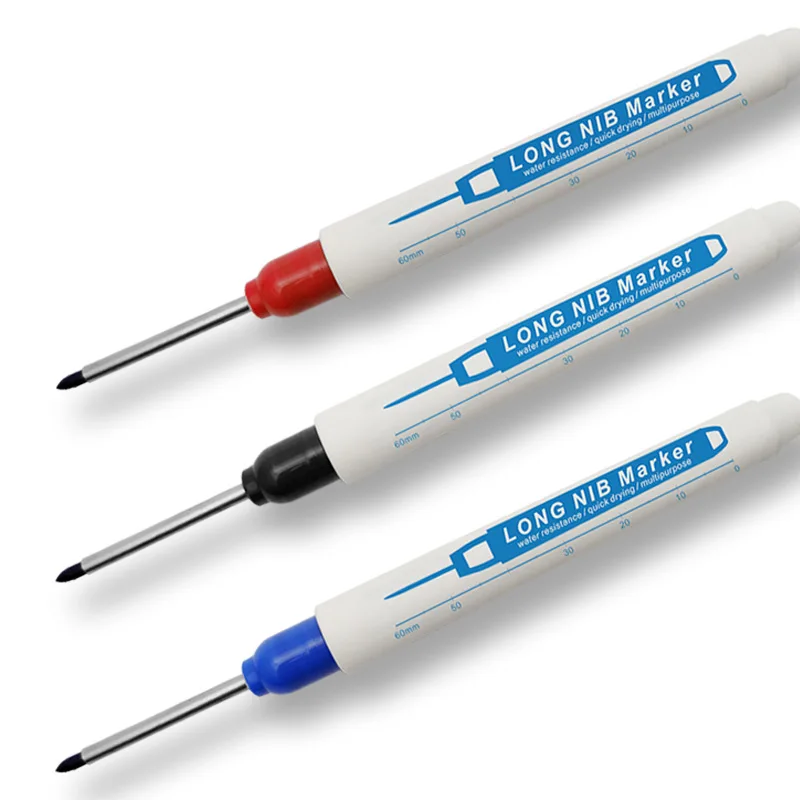 30mm Long Head Deep Hole Marker Bathroom Woodworking Decoration Multi-purpose Black Pen