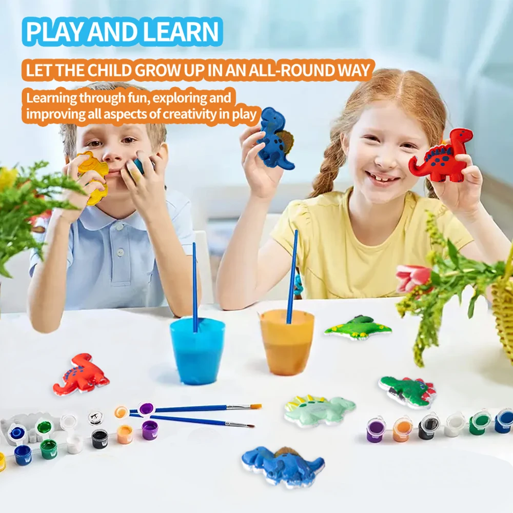 kids dinosaur plaster diy drawing plaster mold shapes dinosaurs painting painted set toys plaster dinosaur doodle toy for kids