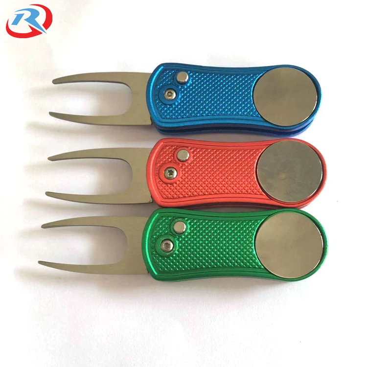 
custom your personal logo Colorful Retractable Metal Golf Divot Repair Tool / Pitch Forks / Golf Accessories 