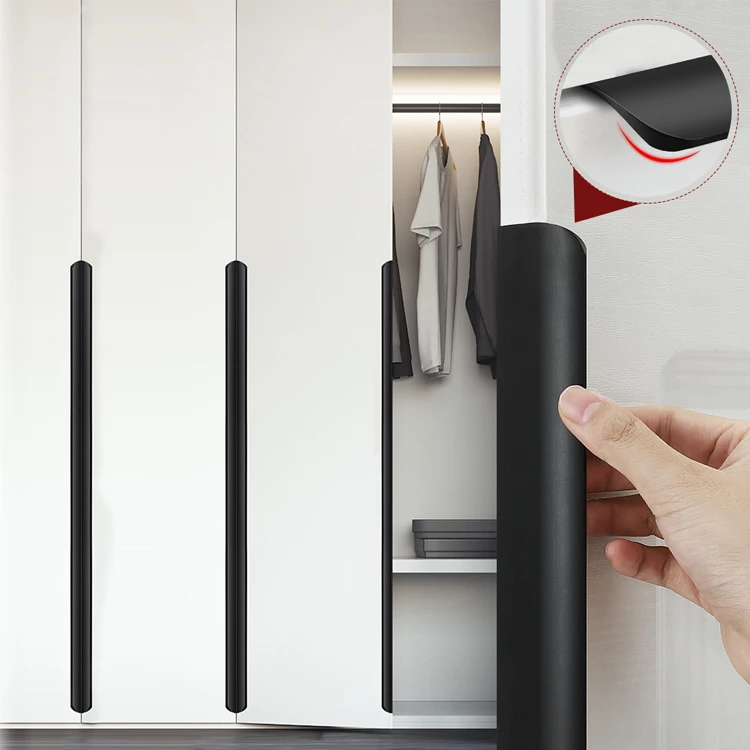 AIMINO Aluminum Metal Hidden Drawer Hardware Kitchen Cabinet Pull Handles