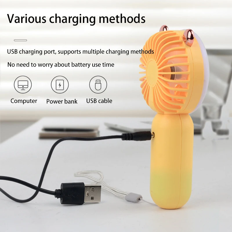 Younimei Mini fan daisy USB Rechargeable Night Light Cooling Handheld Fan Adjust ventilador Portable Fan