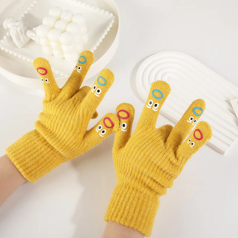 Kids Cute Cartoon Knitted Stretch Mittens Multi-color Soft Warm Acrylic Gloves Animal Pattern Magic Winter Gloves