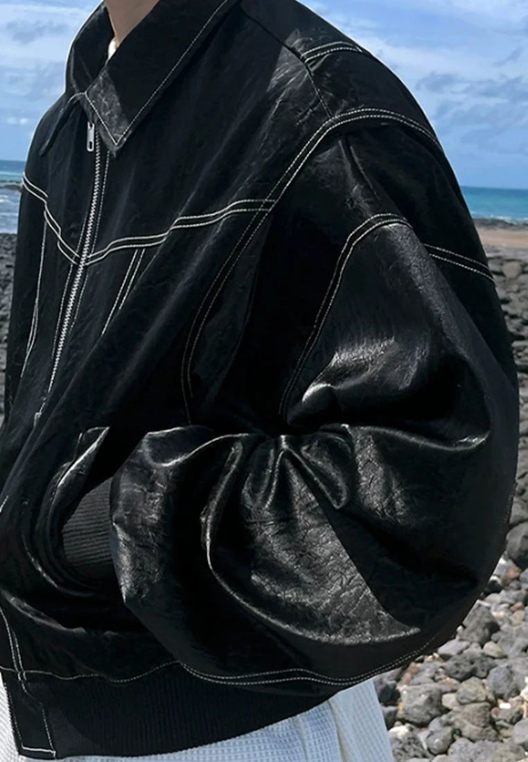 Sunnydaysweety Manufacturer Well Made American Cowhide Zipper Jacket Cropped Work Jacket for Mens