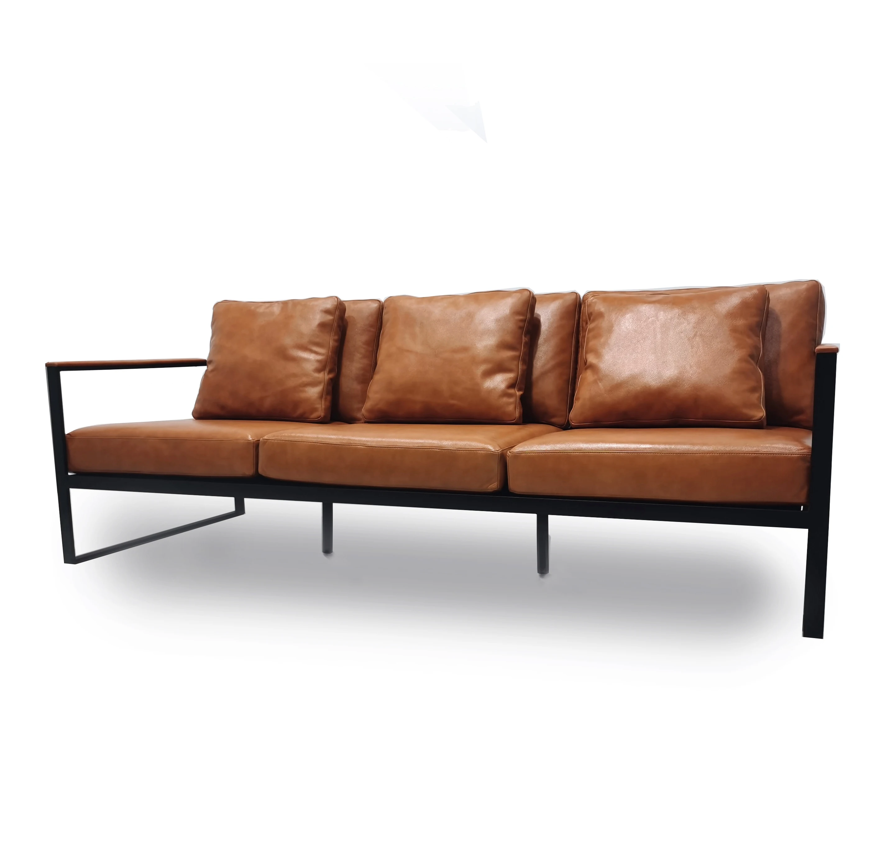 Диван из натуральной коровьей кожи с стальной рамой