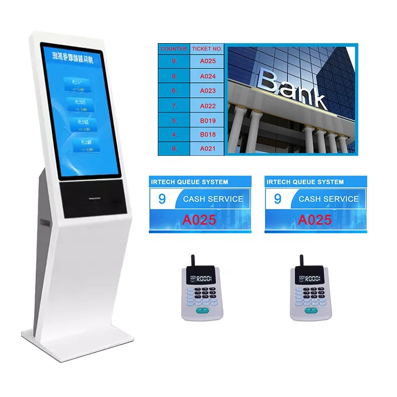 Factory sell professional QMS 17 inch 19 inch  floor standing bank queue kiosk LED display counter call unit for queue system
