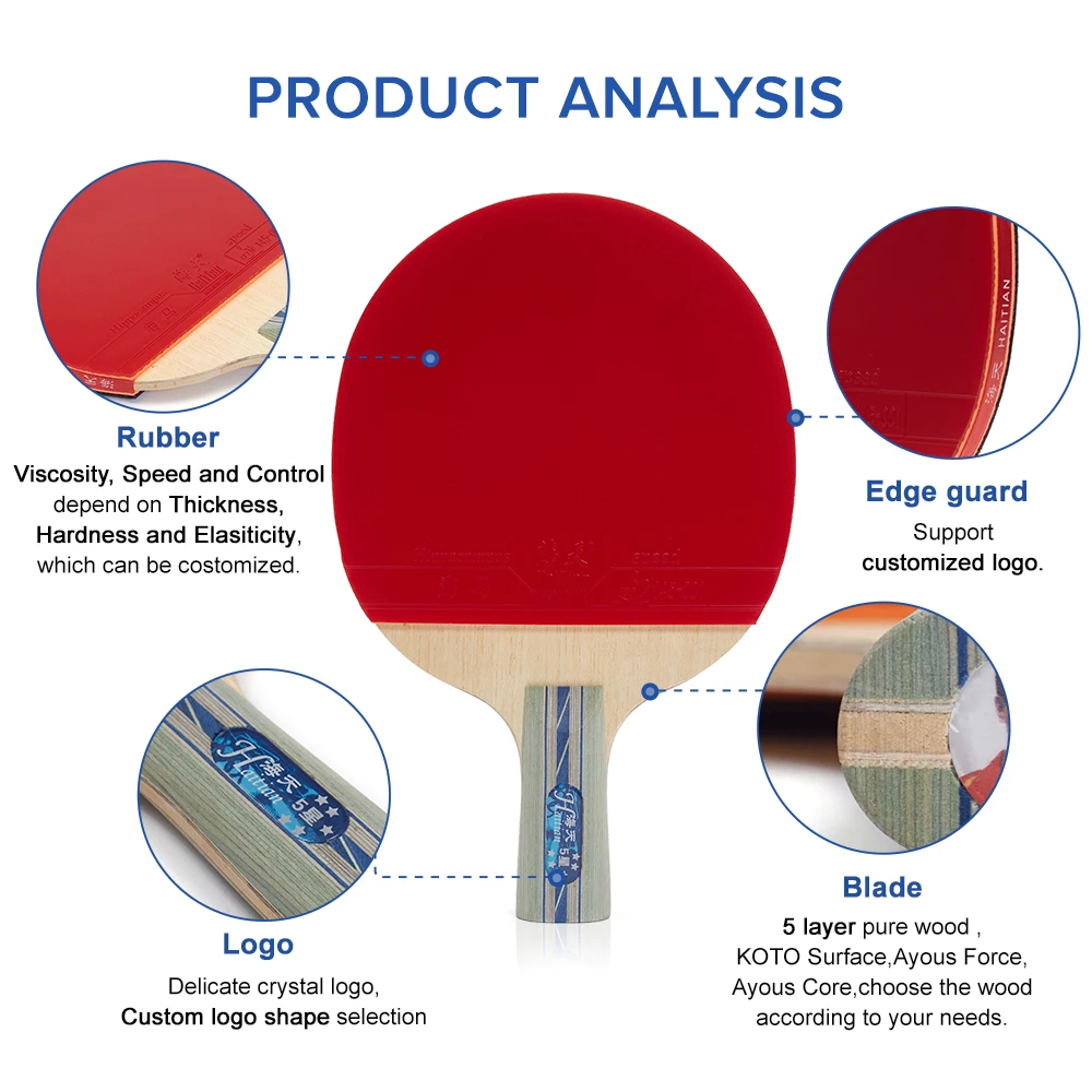 5 Star Ping Pong Paddle Original Equipment Manufacturer Process Five Star Table Tennis Bat Racket