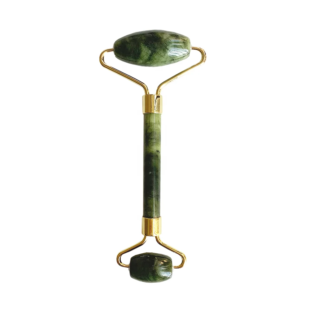 Skincare Tool custom natural crystal face green xiuyan jade roller antipuffiness