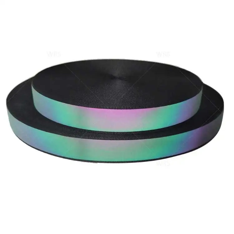 
Elastic Rainbow Color Colorful Green Black Reflective Tape Hi Viz Tape 