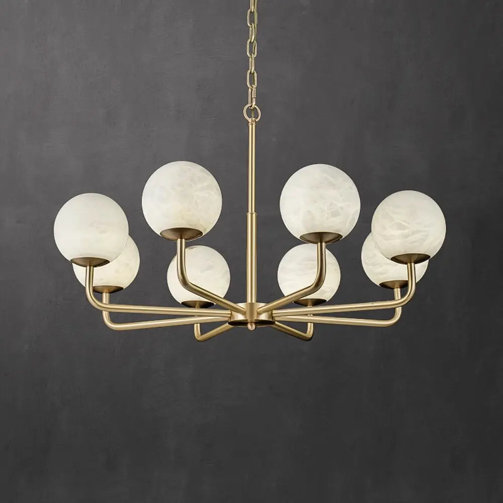 Nordic copper magic bean hanging lamp modern simple creative villa living room dining room round alabaster ball chandelier