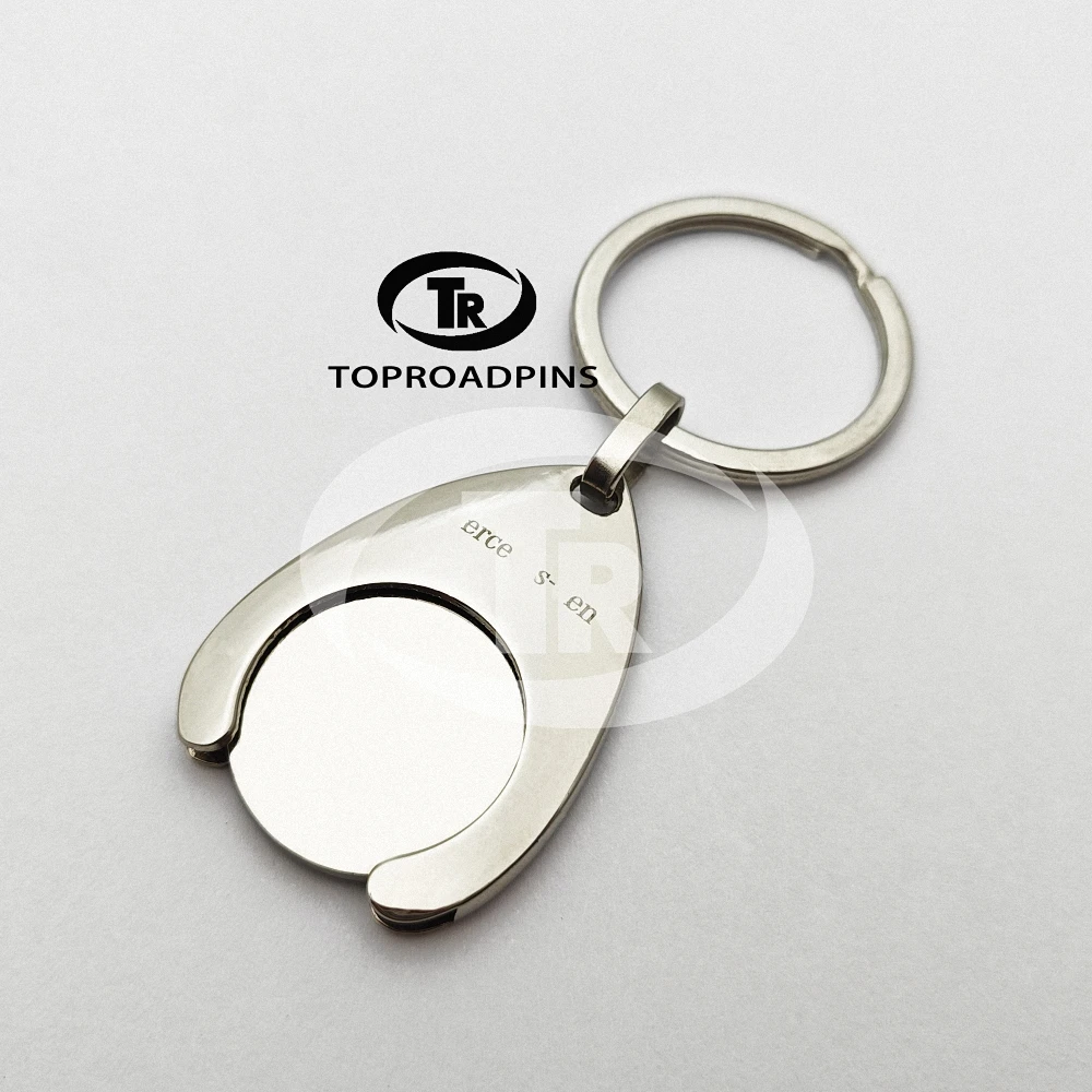 Low Moq 1-2 Color Plating Die Cut Cheap Trolley Token Coin  Promotional Carabiners Blank Token Trolley Coin