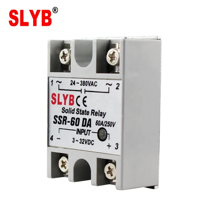 Zhejiang Wenzhou Factory Single Phase Solid State Relay SSR-60 DA 3-32VDC Input to 24-380VAC Output