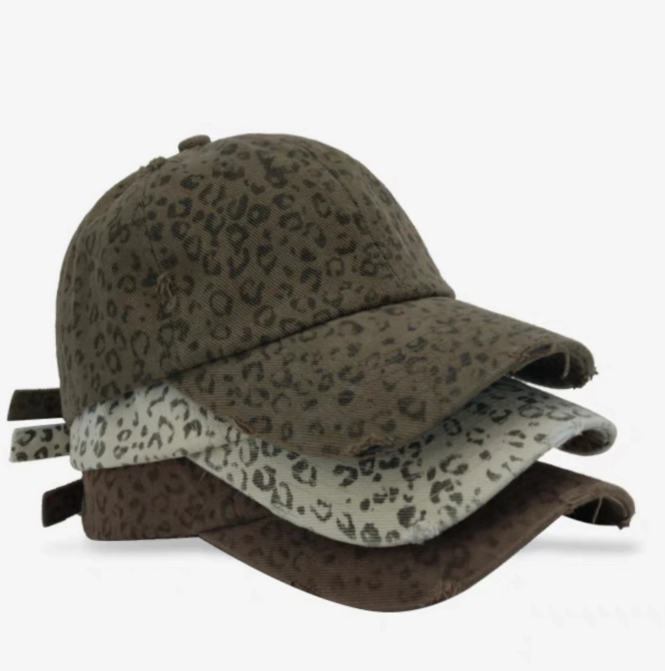 wholesale 6 Panel Multicolor 100% cotton baseball hats custom Unstructured Dad Hats Leopard Print Propeller Hats