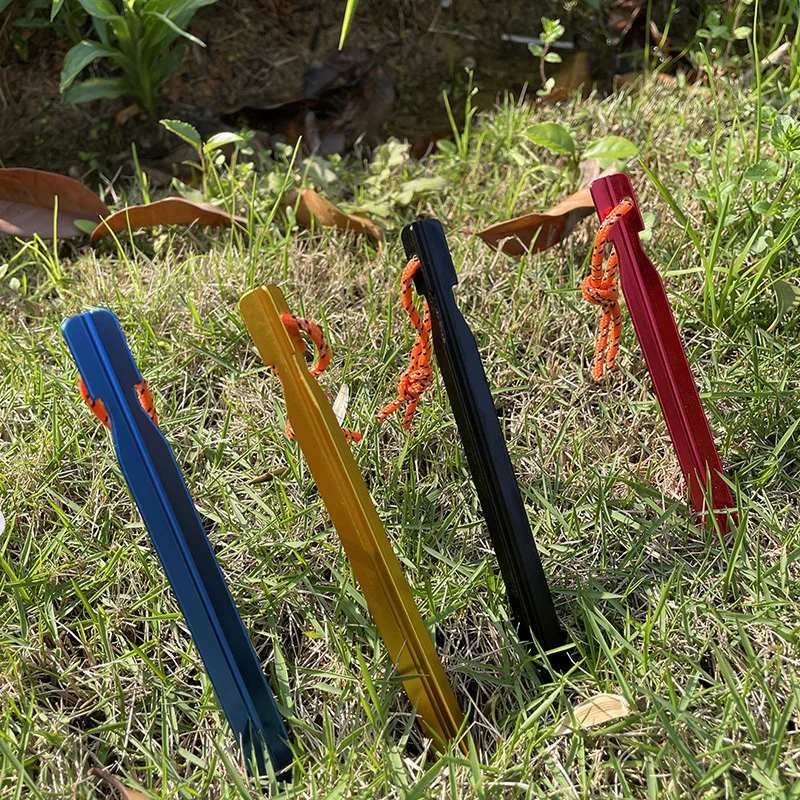 high quality 18 cm trigone shape out door ground anchors screw aluminium alloy tent pegs metal tent stake