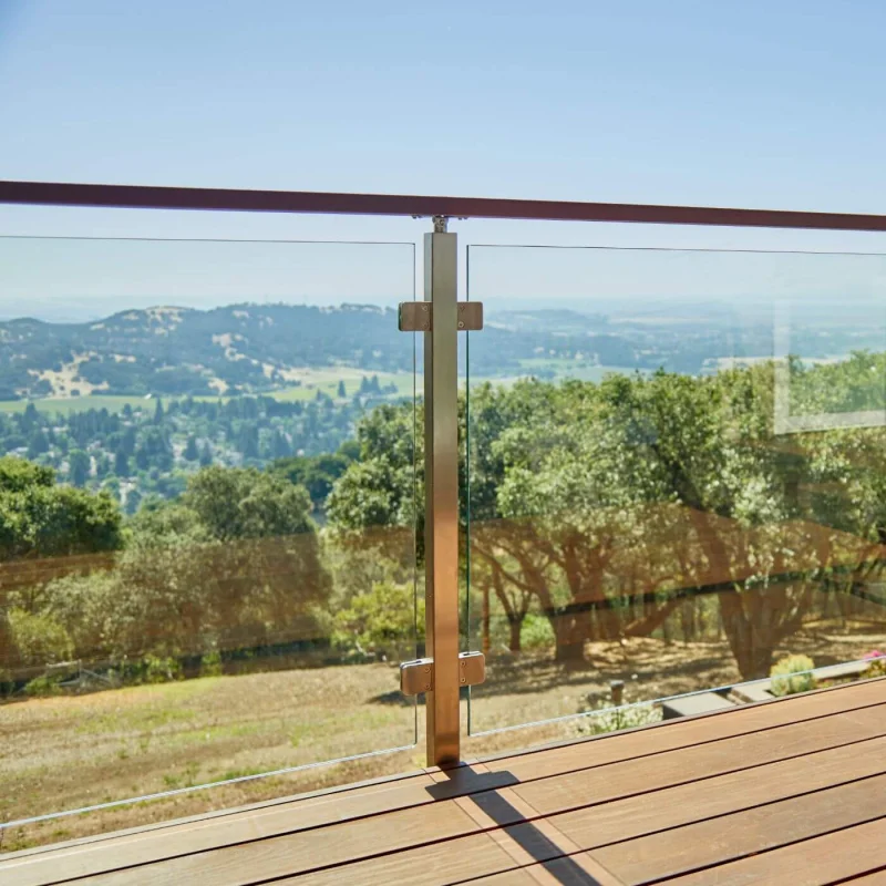Modern Post to Post Glass Railing Panels Handrail Glass Panels for a Scenic Deck
